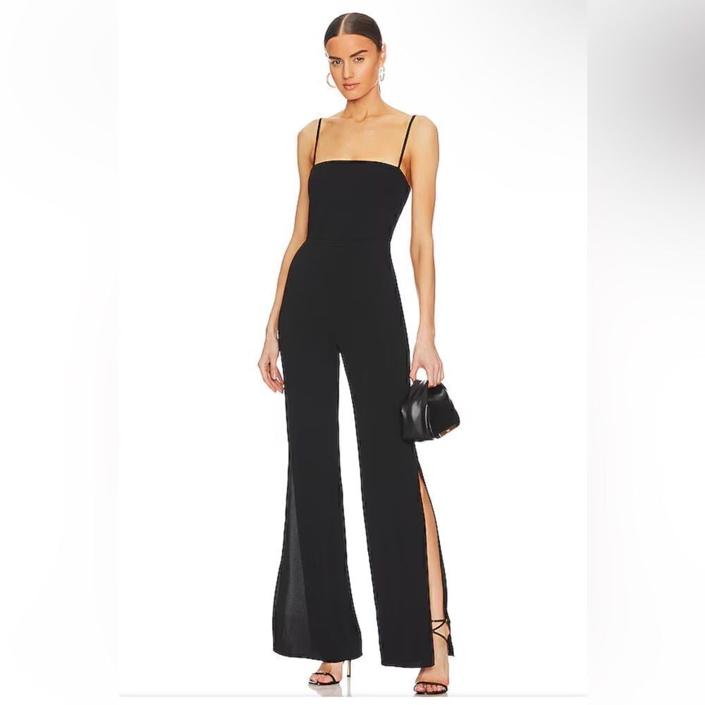Lovers and Friends Lennon Jumpsuit in Black split leg flowy Revolve XS New